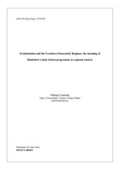 Ecolonisation and the Creation of Insecurity Regimes: the meaning of  Zimbabwe’s land reform programme in regional context